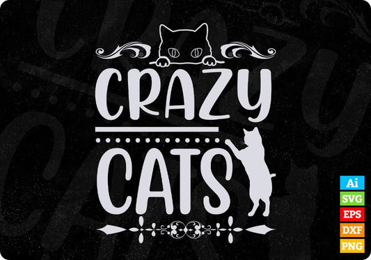 Crazy Cat Lady T shirt Design In Svg Png Cutting Printable Files