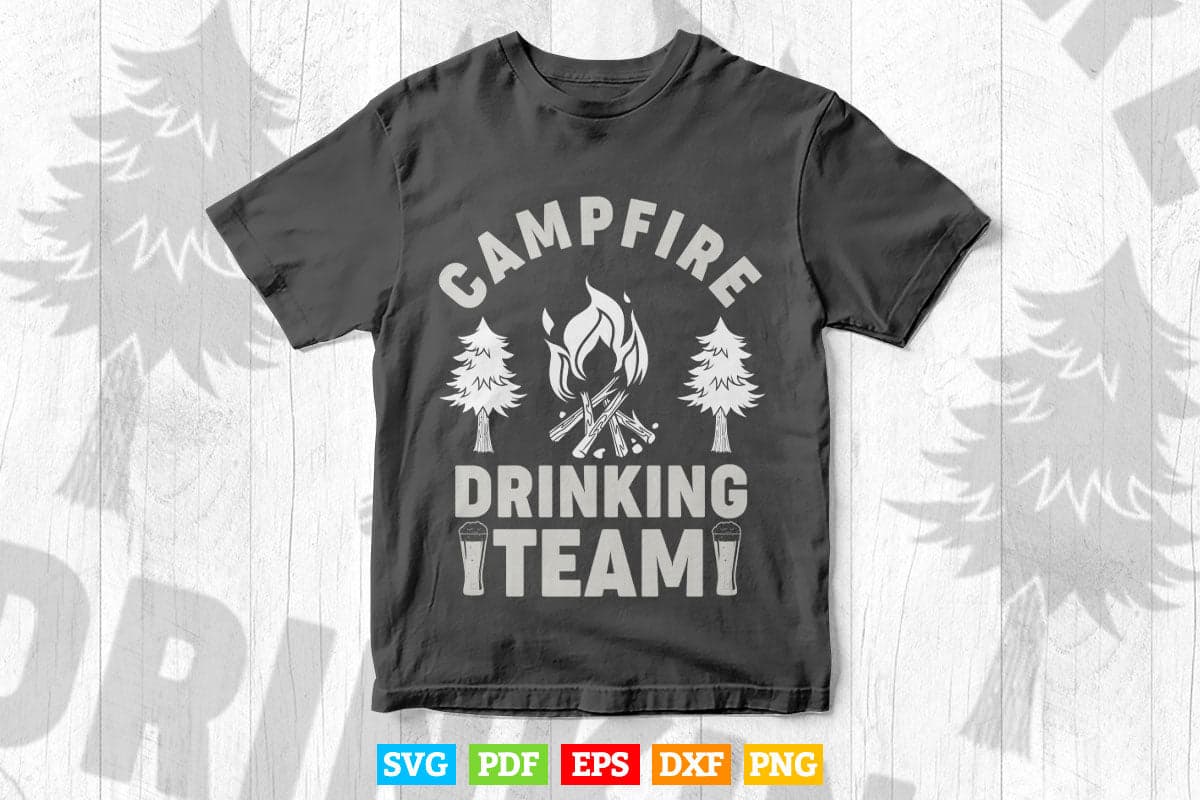 Crazy Dog Campfire Drinking Funny Camping Party Svg T shirt Design.