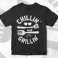 Crazy Dog Chillin and Grillin Funny Outdoor Summer BBQ Editable Vector T shirt Design in Ai Png Svg Files.