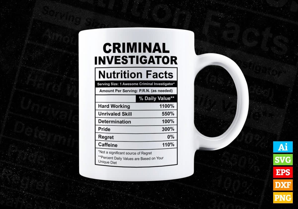 Criminal Investigator Nutrition Facts Editable Vector T-shirt Design in Ai Svg Files