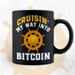 Cruisin' My Way Into Bitcoin Crypto Btc with Fishing Boat Steering Wheel Editable Vector T-shirt Design in Ai Svg Files