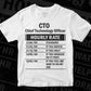 CTO Chief Technology Officer Hourly Rate Editable Vector T-shirt Design in Ai Svg Files