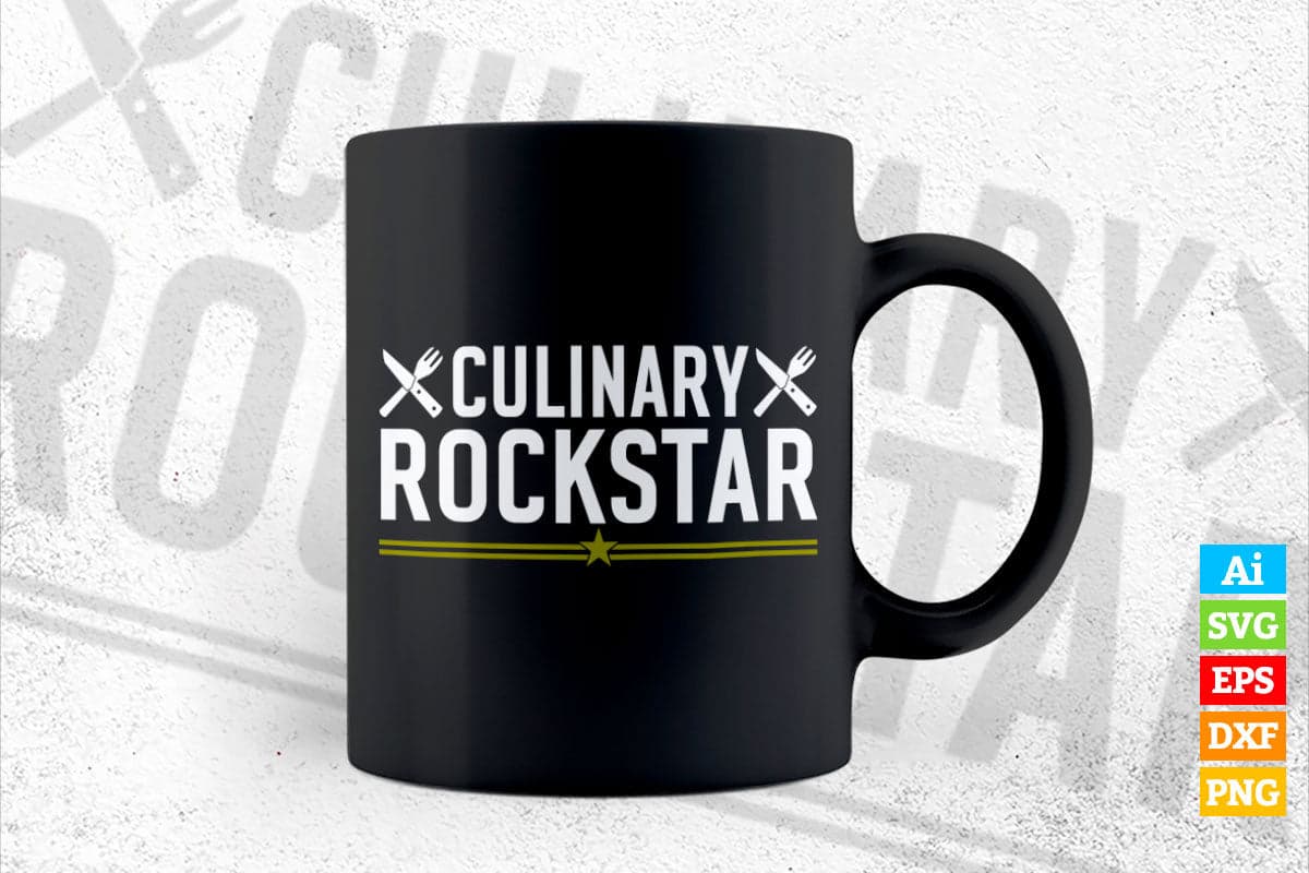 Culinary Rockstar Chef Cooking T shirt Design Ai Png Svg Cricut Files