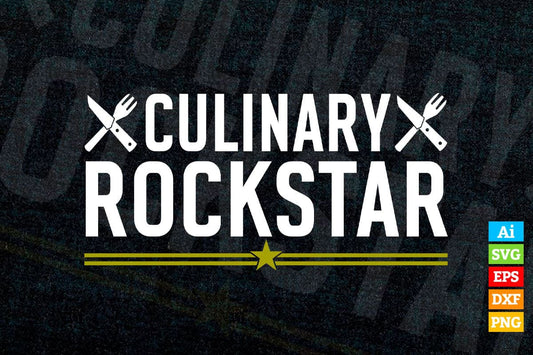 Culinary Rockstar Chef Cooking T shirt Design Ai Png Svg Cricut Files