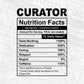 Curator Nutrition Facts Editable Vector T-shirt Design in Ai Svg Files