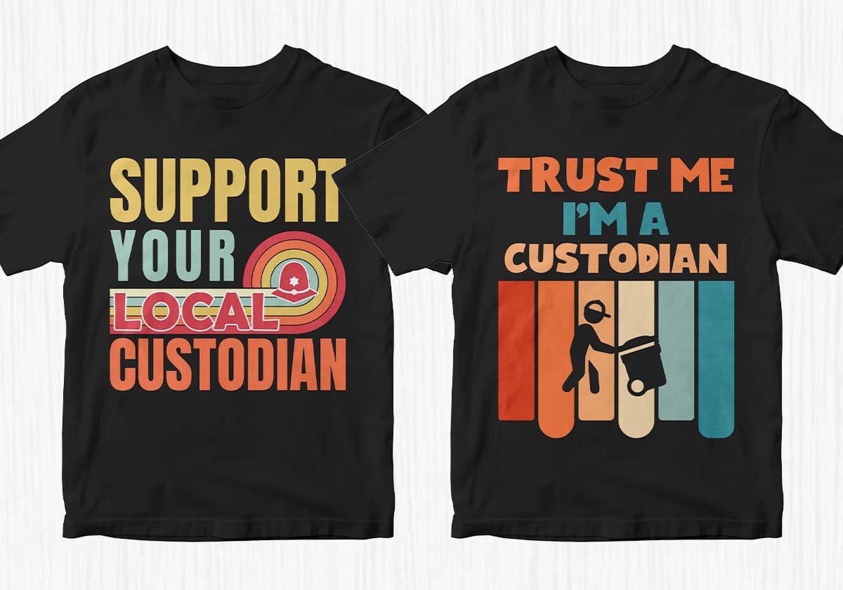Custodian 25 Editable T-shirt Designs Bundle