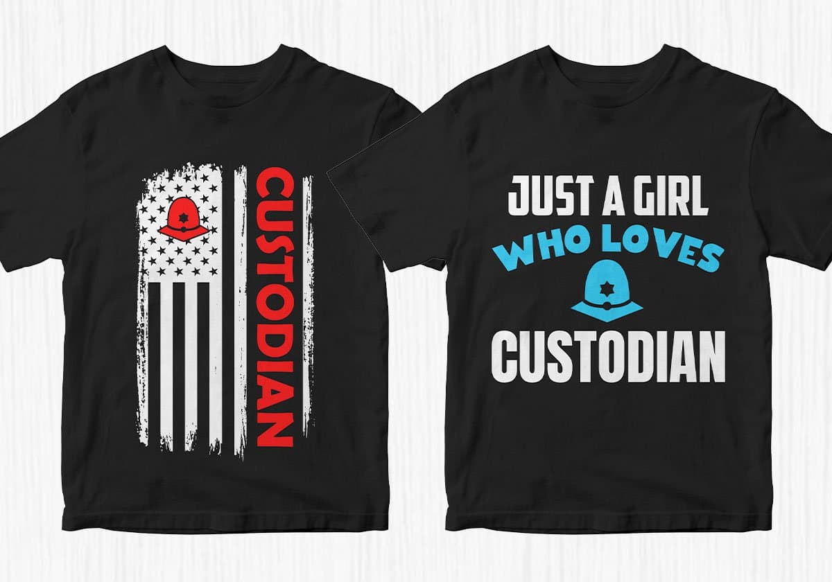 Custodian 25 Editable T-shirt Designs Bundle