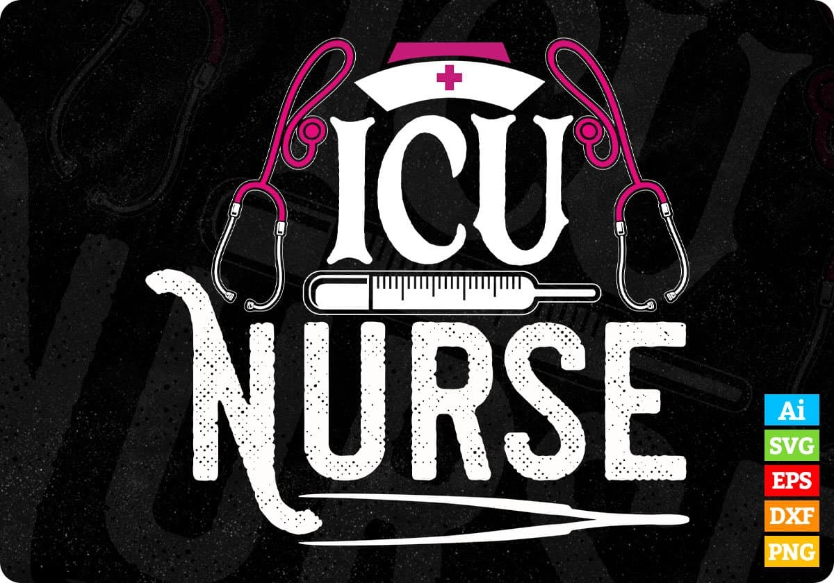 Cute ICU Nurse Squad Intensive Care Unit Editable T shirt Design In Ai Svg Files