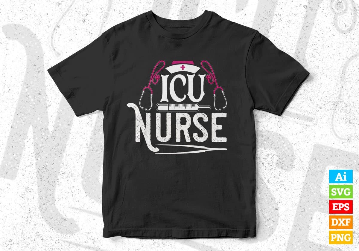 Cute ICU Nurse Squad Intensive Care Unit Editable T shirt Design In Ai Svg Files