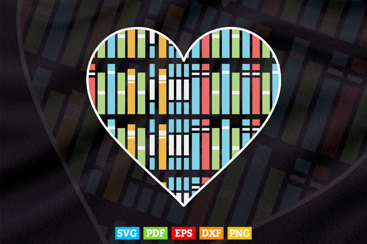 Cute Reading Library Books Lover Heart Librarian Gift Svg Png Cut ...