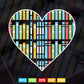 Cute Reading Library Books Lover Heart Librarian Gift Svg Png Cut Files.