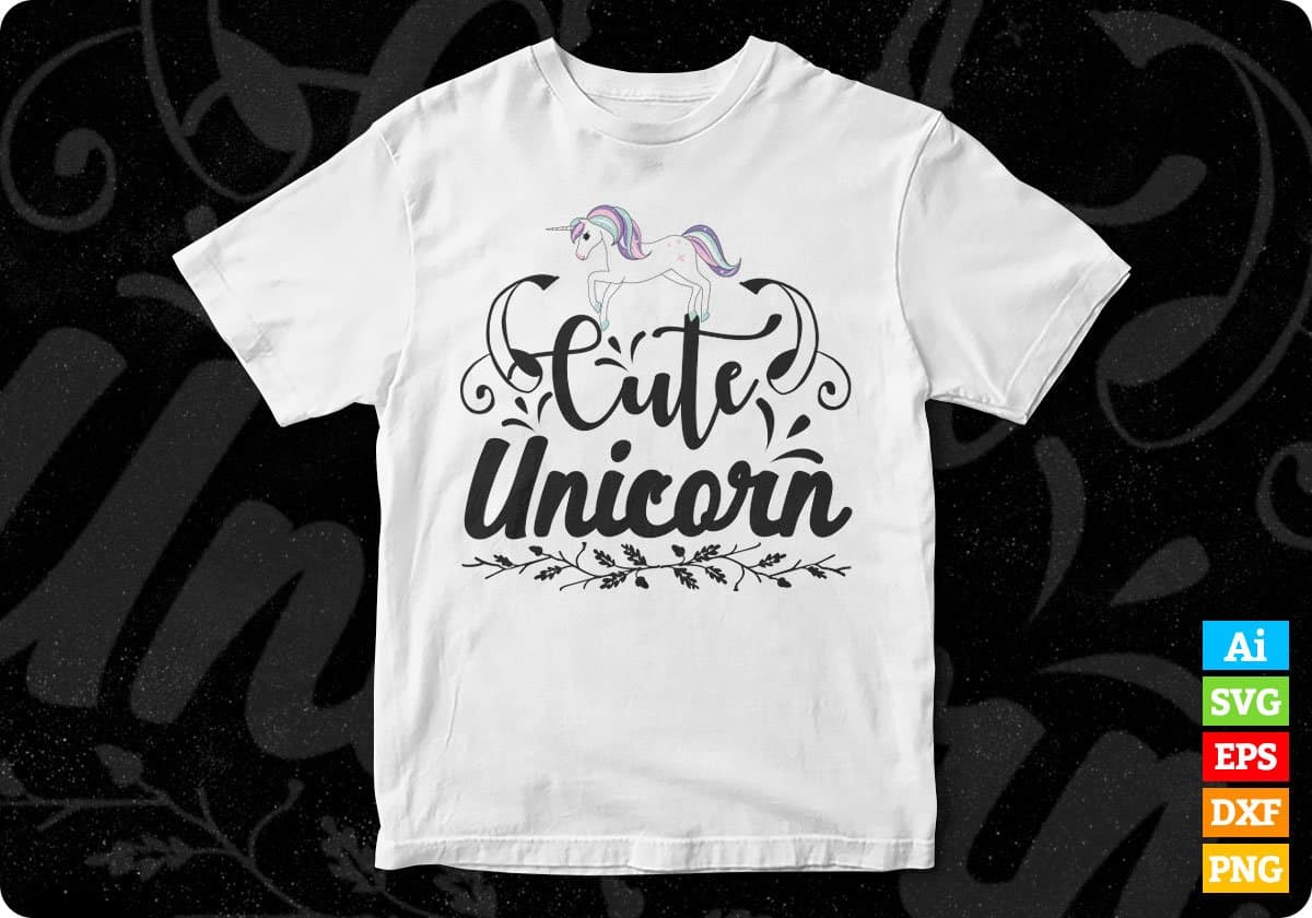 Cute Unicorn Animal T shirt Design In Svg Png Cutting Printable Files