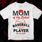 Cutest Mom Baseball Player Vector T-shirt Design in Ai Svg Png Files