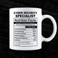 Cyber Security Specialist Nutrition Facts Editable Vector T-shirt Design in Ai Svg Files