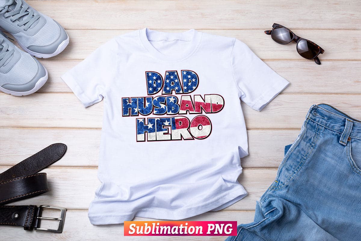 Dad Husband Hero Leopard USA Flag Father's Day T shirt Tumbler Design sublimation Png File