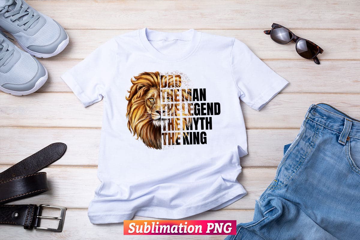 Dad the Man the Legend Leopard Lion Watercolor Fathers Day T shirt Tumbler Design Png Sublimation Files
