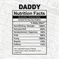 Daddy Nutrition Facts Father's Day Editable Vector T-shirt Design in Ai Svg Files