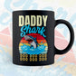 Daddy Shark Father's Day Vintage Editable Vector T-shirt Design in Ai Svg Png Files