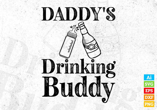 Daddy's Drinking Buddy Father's Day T-shirt Design in Ai Svg Printable Files