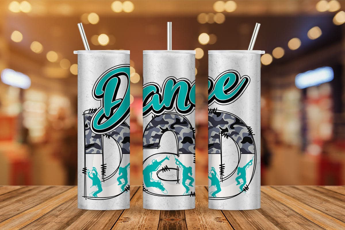 Dance Dad Camo Leopard Teal Father's Day T shirt Tumbler Design Png Sublimation Files