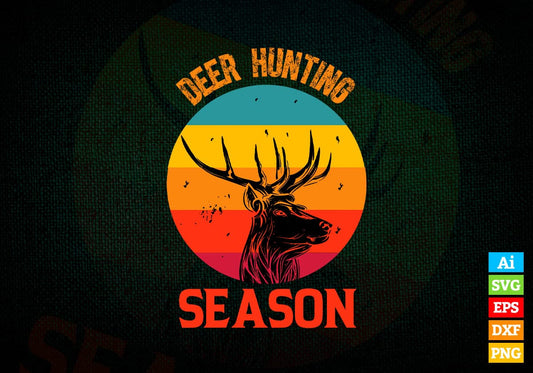 Deer Hunting Season Hunters Editable Vector T shirt Design in Ai Png Svg Files.