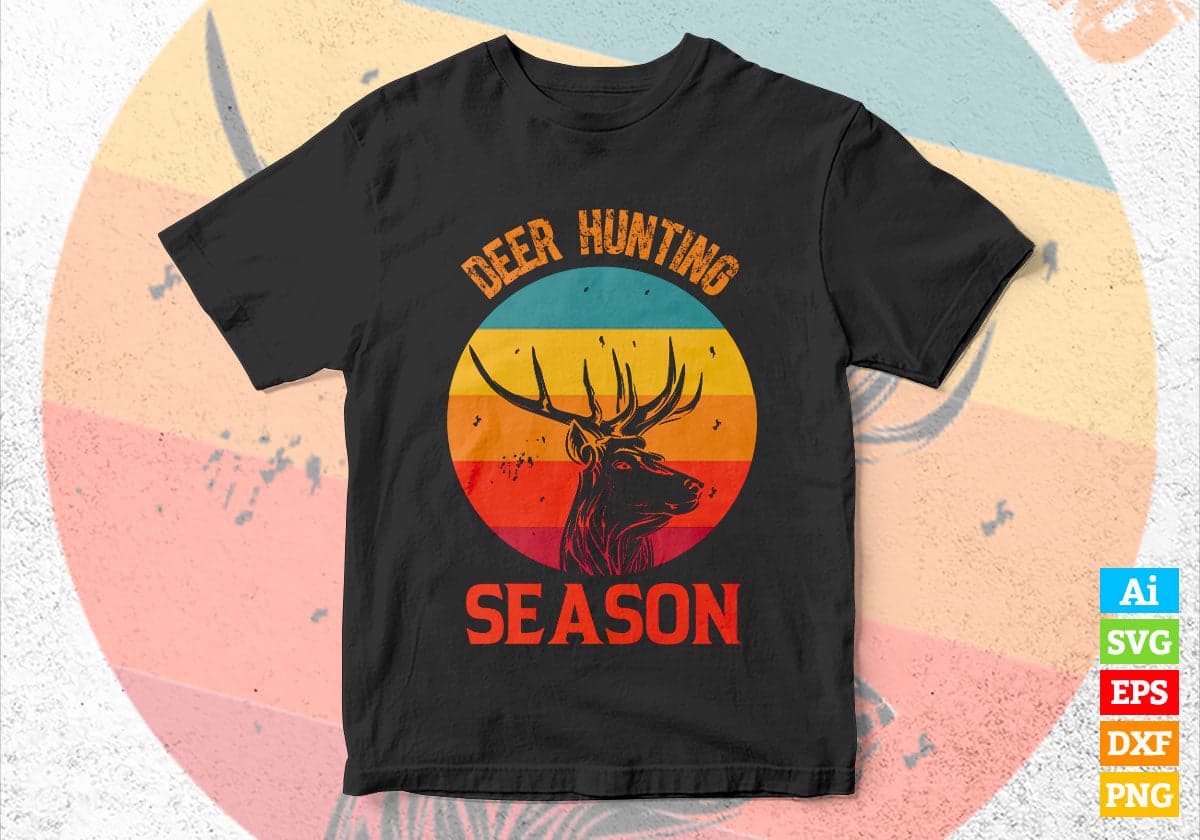 Deer Hunting Season Hunters Editable Vector T shirt Design in Ai Png Svg Files.