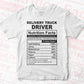 Delivery Trucker Driver Nutrition Facts Editable Vector T-shirt Design in Ai Svg Files