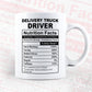 Delivery Trucker Driver Nutrition Facts Editable Vector T-shirt Design in Ai Svg Files
