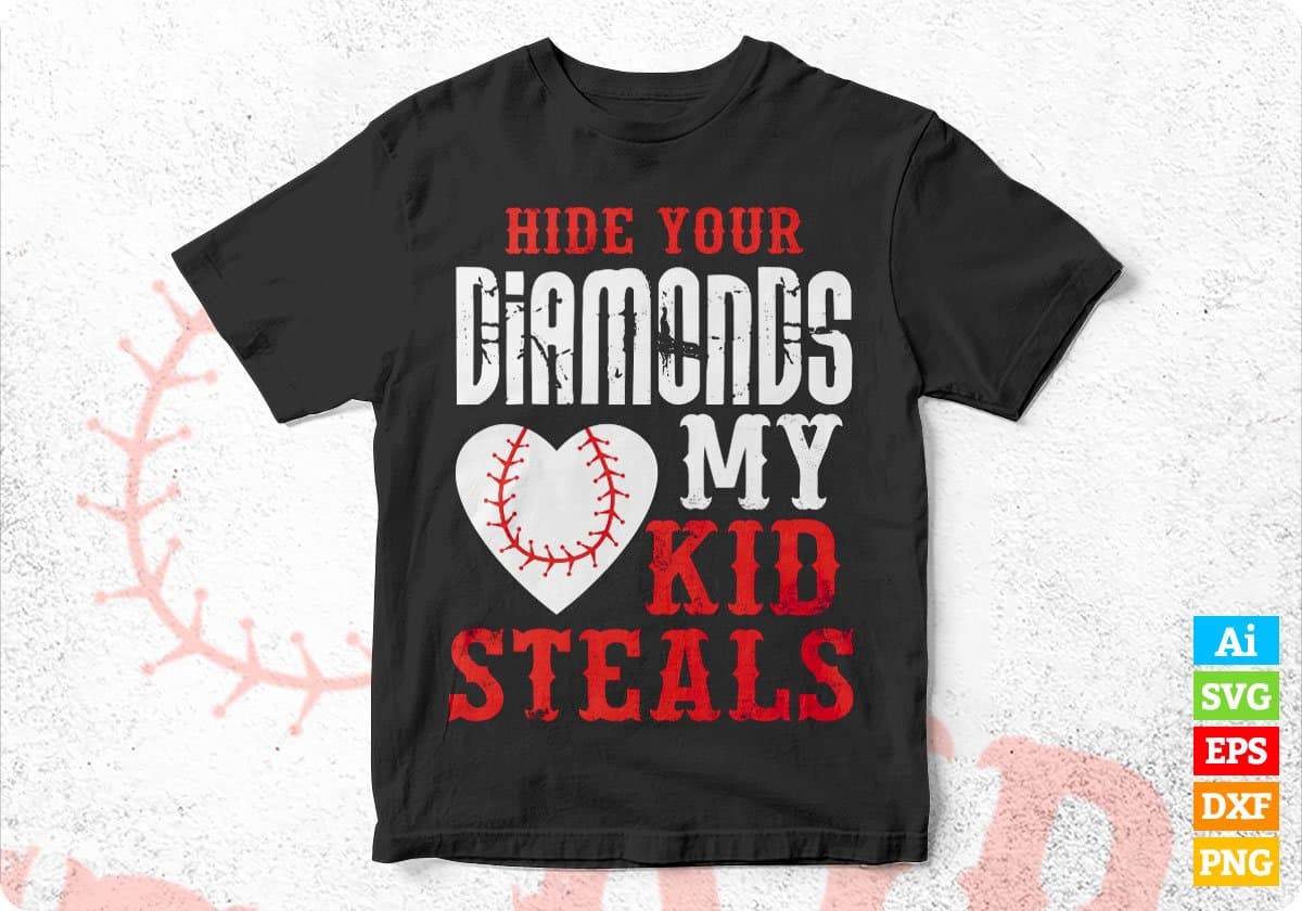 Diamonds My Kid Steals Baseball Mom Vector T-shirt Design in Ai Svg Png Files