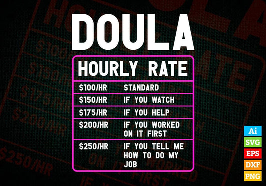 Doula Hourly Rate Editable Vector T-shirt Designs In Svg Png Printable Files