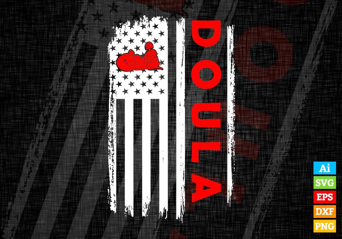 Doula USA Flag Proud Professions Gift Editable Vector T-shirt Design in Ai Svg Files