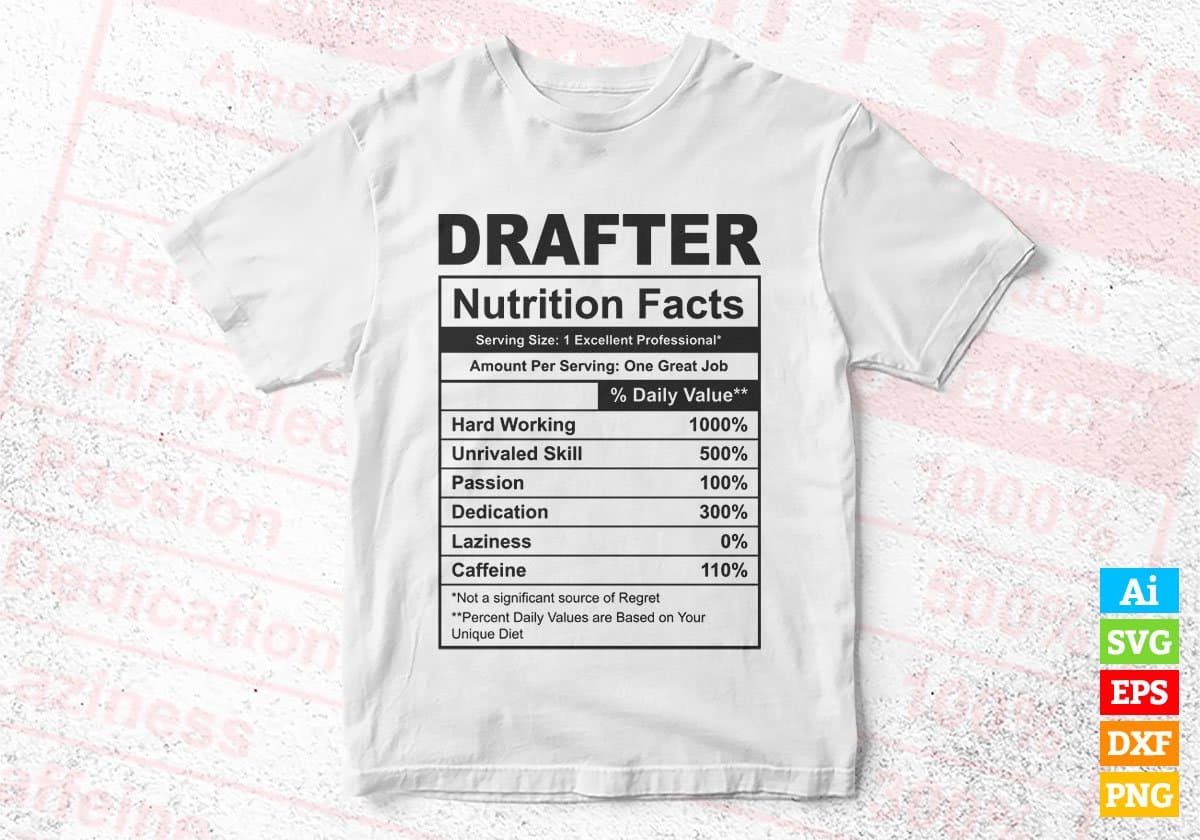 Drafter Nutrition Facts Editable Vector T-shirt Design in Ai Svg Files