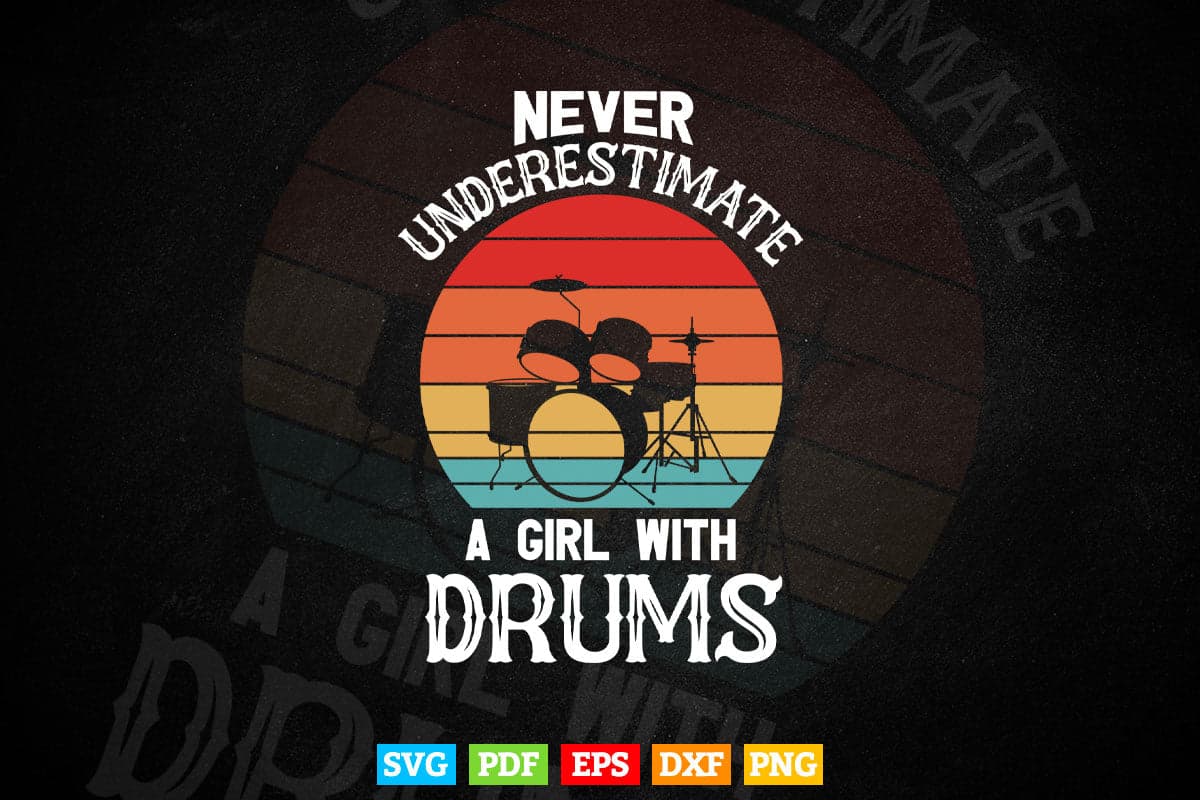 Drum set Percussion Drummer Women Girls Kids Gift Drums Svg T shirt