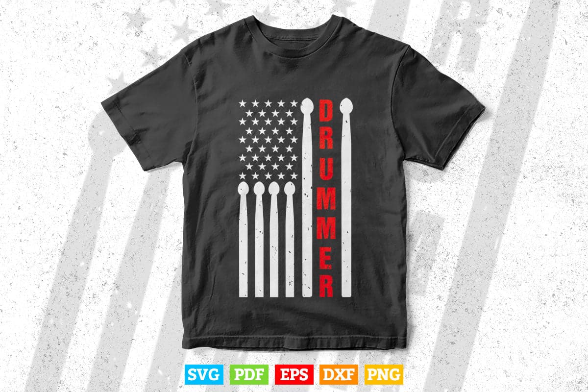 Drummer Vintage American Flag Drumming 4th of July Svg T shirt