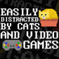 Easily Distracted by Cats and Video Games Pixel Art Cat Editable T-Shirt Design in Ai Svg Cutting Printable Files