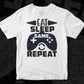 Eat Sleep Game Repeat T shirt Design In Svg Png Cutting Printable Files