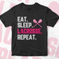 Eat Sleep Lacrosse Repeat Editable Vector T-shirt Design in Ai Svg Png Files