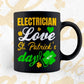 Electrician Love St. Patrick's Day Editable Vector T-shirt Designs Png Svg Files
