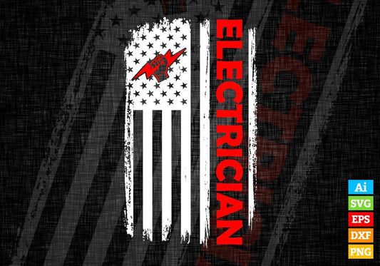 Electrician USA Flag Proud Professions Gift Editable Vector T-shirt Design in Ai Svg Files