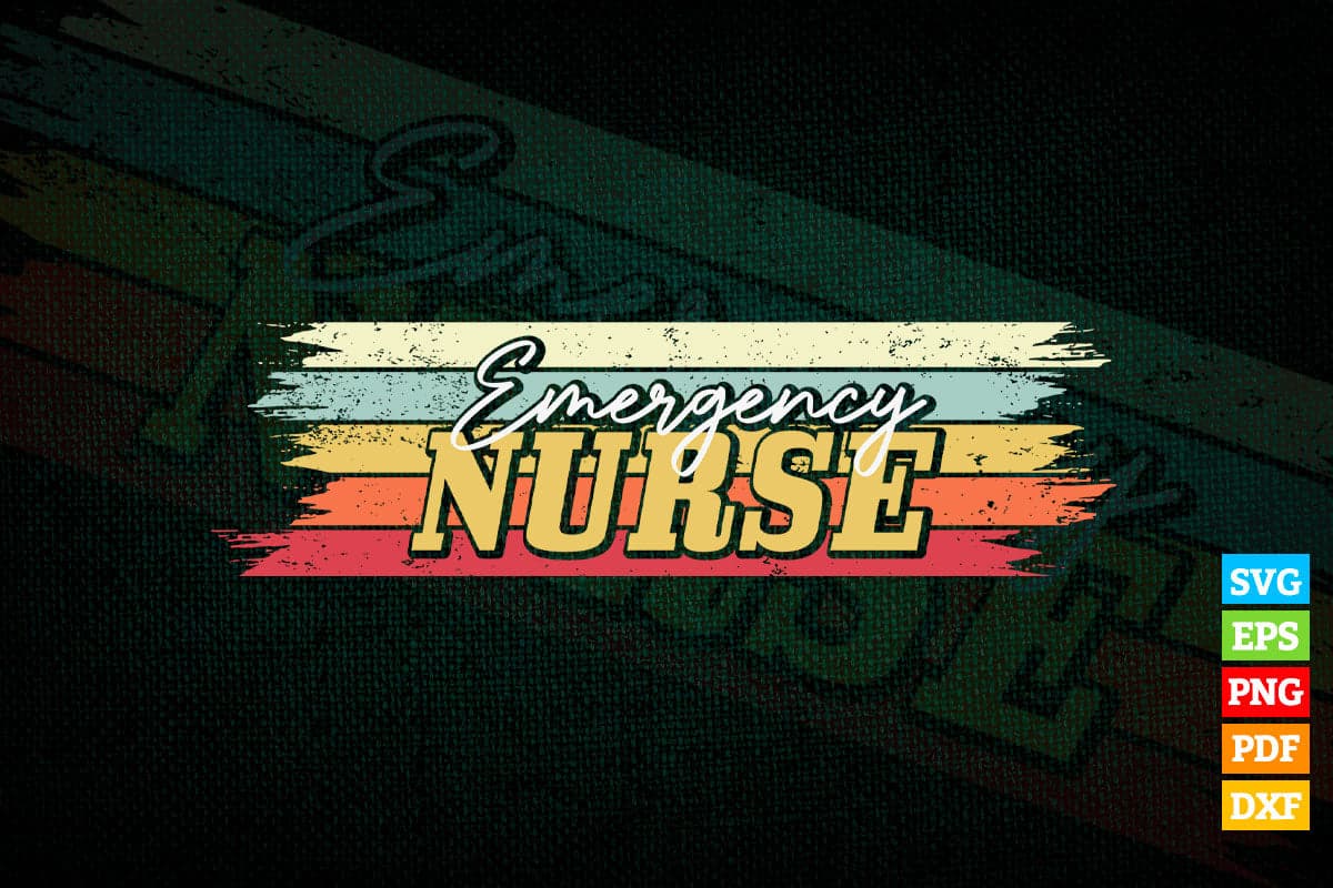 Emergence Nurse Vintage Vector T shirt Design in Svg Png Cricut Files