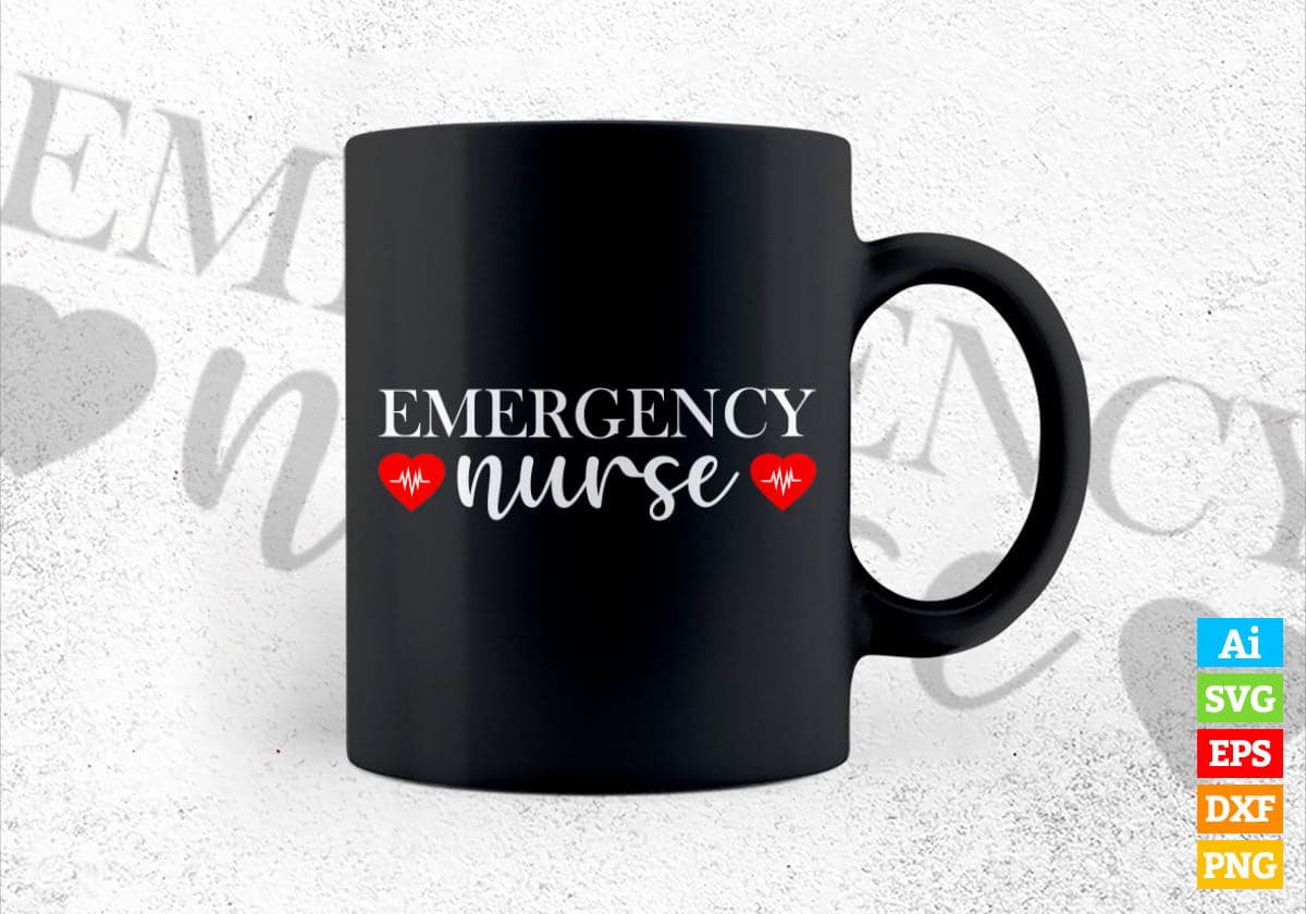 Emergency Nurse Er Nurse Gift Editable Vector T shirt Design in Ai Png Svg Files.