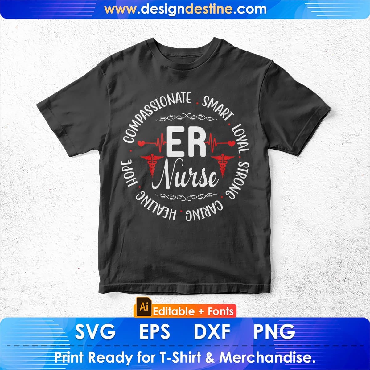 Emergency Room Registered Nurse Hospital RN Staff Editable T shirt Design In Ai Svg Files