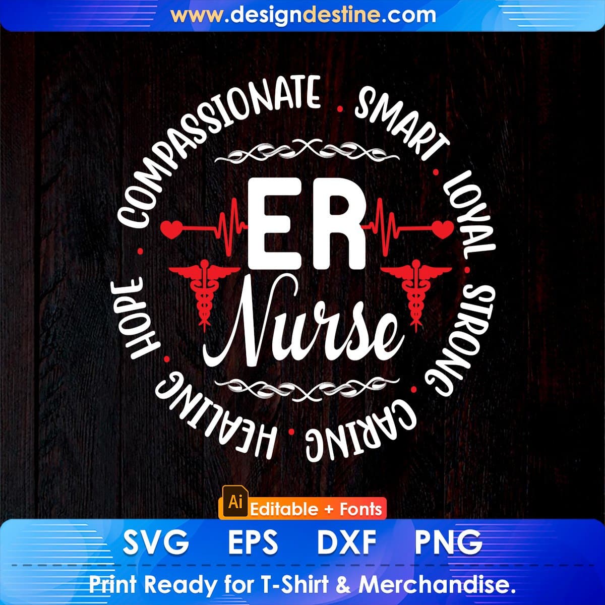 Emergency Room Registered Nurse Hospital RN Staff Editable T shirt Design In Ai Svg Files