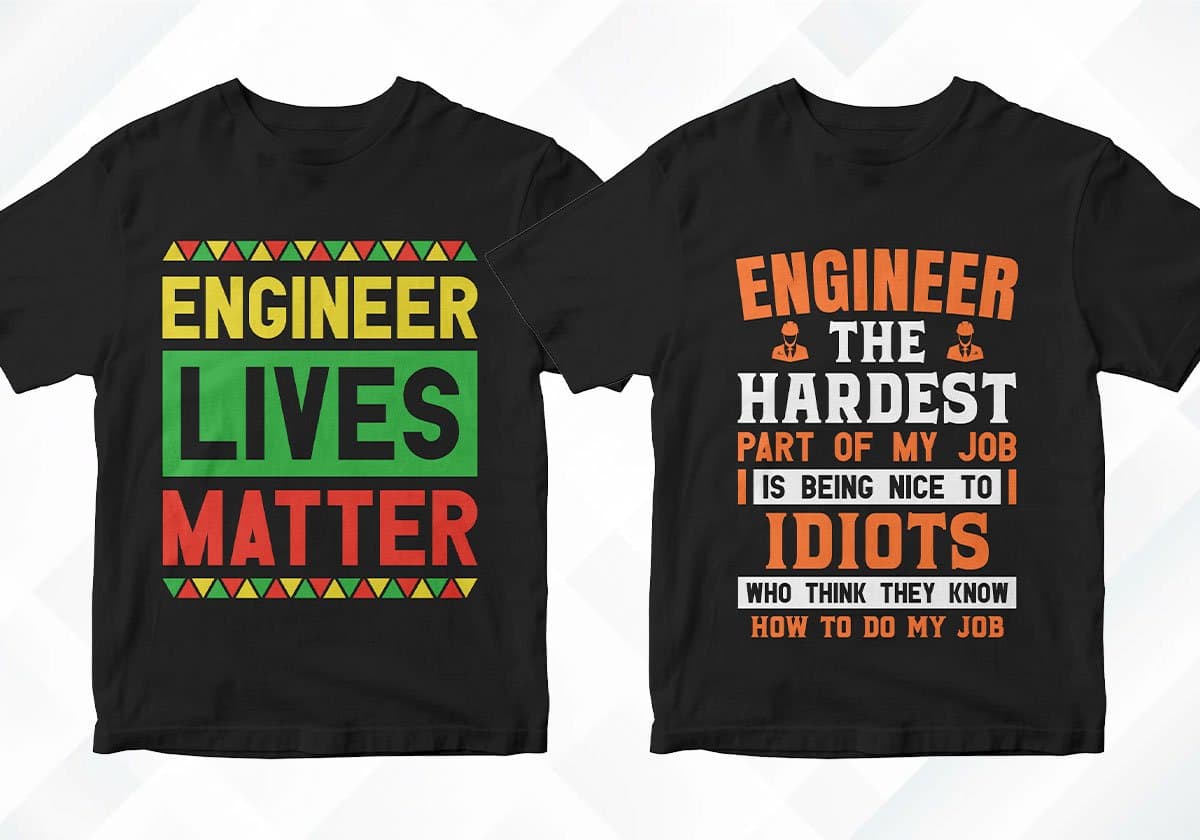Engineer 25 Editable T-shirt Designs Bundle