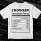 Engineer Nutrition Facts Editable Vector T shirt Design In Svg Png Printable Files