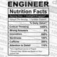 Engineer Nutrition Facts Editable Vector T shirt Design In Svg Png Printable Files