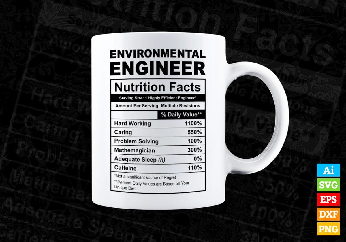 Environmental Engineer Nutrition Facts Editable Vector T-shirt Design in Ai Svg Files
