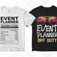 Event Planner 25 Editable T-shirt Designs Bundle