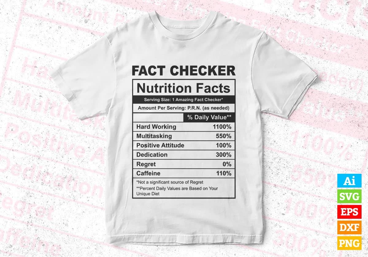 Fact Checker Nutrition Facts Vector Tshirt Design Svg Files