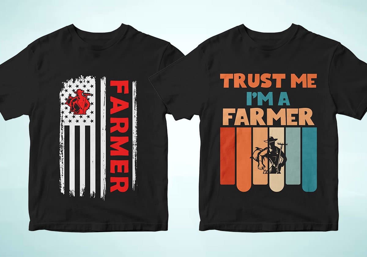 Farmer 25 Editable T-shirt Designs Bundle